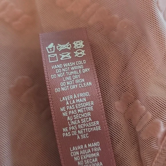 SKIMS After Hours Bra Top Long Sleeve Flocked Logo Mesh  ROSE CLAY 3X - Picture 10 of 13